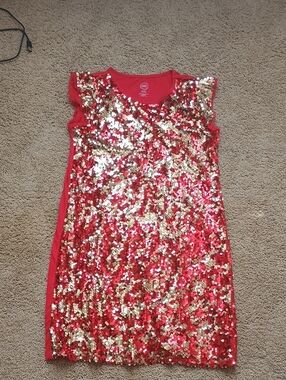 wonder nation Red and Gold Sequin Dress